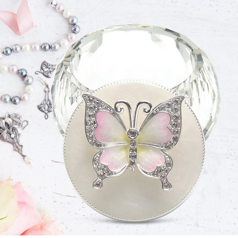 LASODY Butterfly jewelry Storage Box for Rings Earrings Necklace Treasure Chest Organizer Jewelry Keepsake Gift Box Case for Girl Women (Butterfly w/Crystal Box, Silver Plate) - Image 4